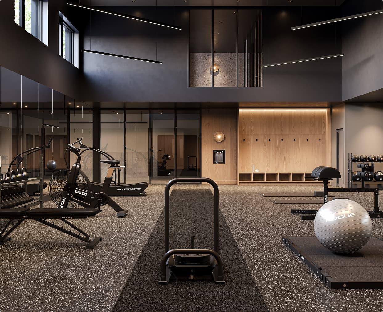 Modern fitness centre at Soenhause Coquitlam