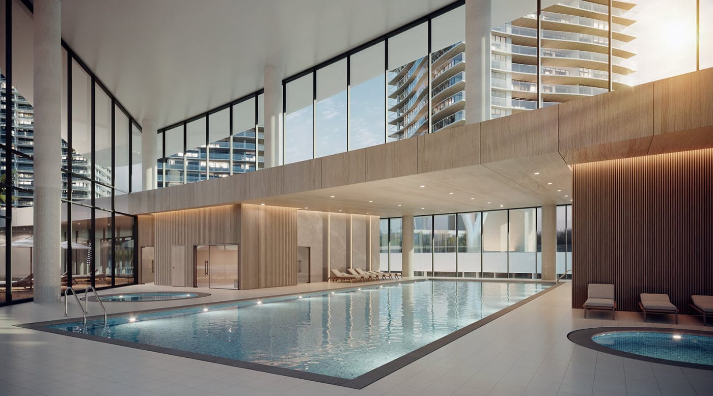 Indoor swimming pool at Circle Brentwood Club Oasis in Burnaby