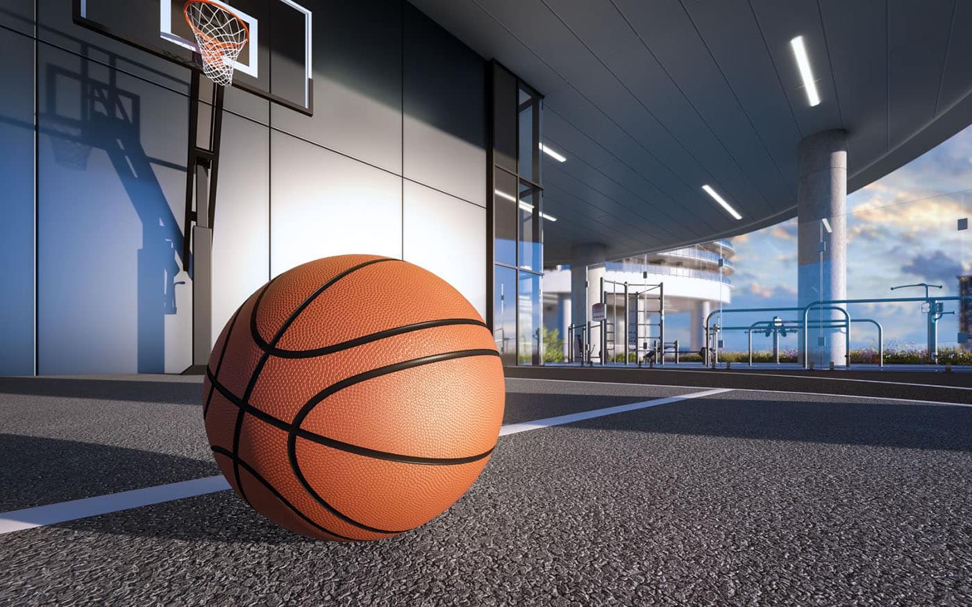 Outdoor basketball court at Circle Brentwood in Burnaby