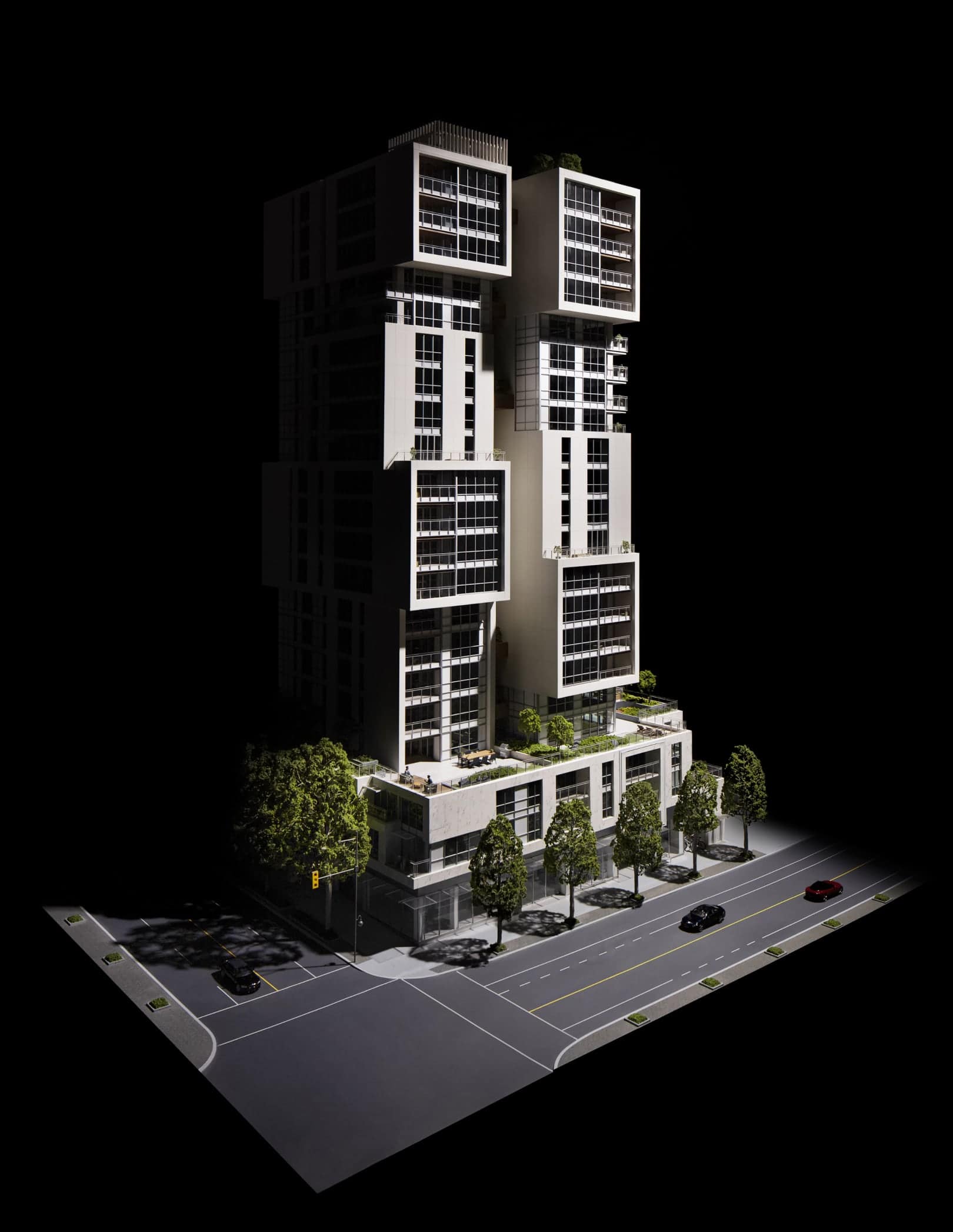 Architectural model rendering of 1818 Alberni Vancouver