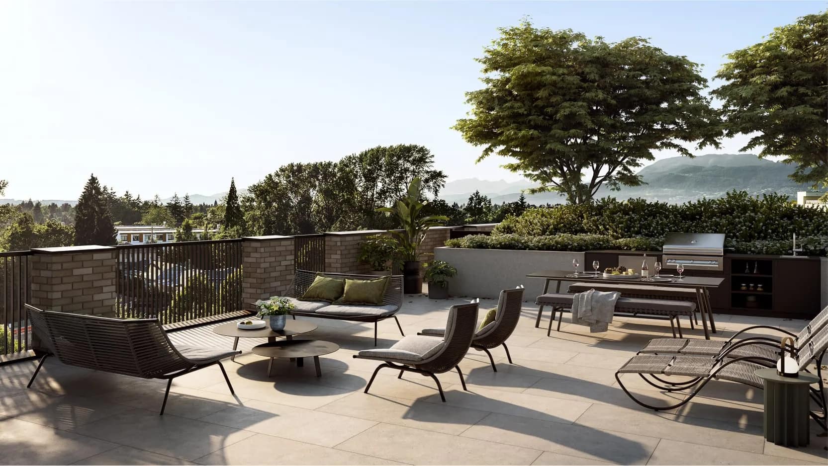 lounge terrace with mountain view at Ashleigh Oakridge Vancouver