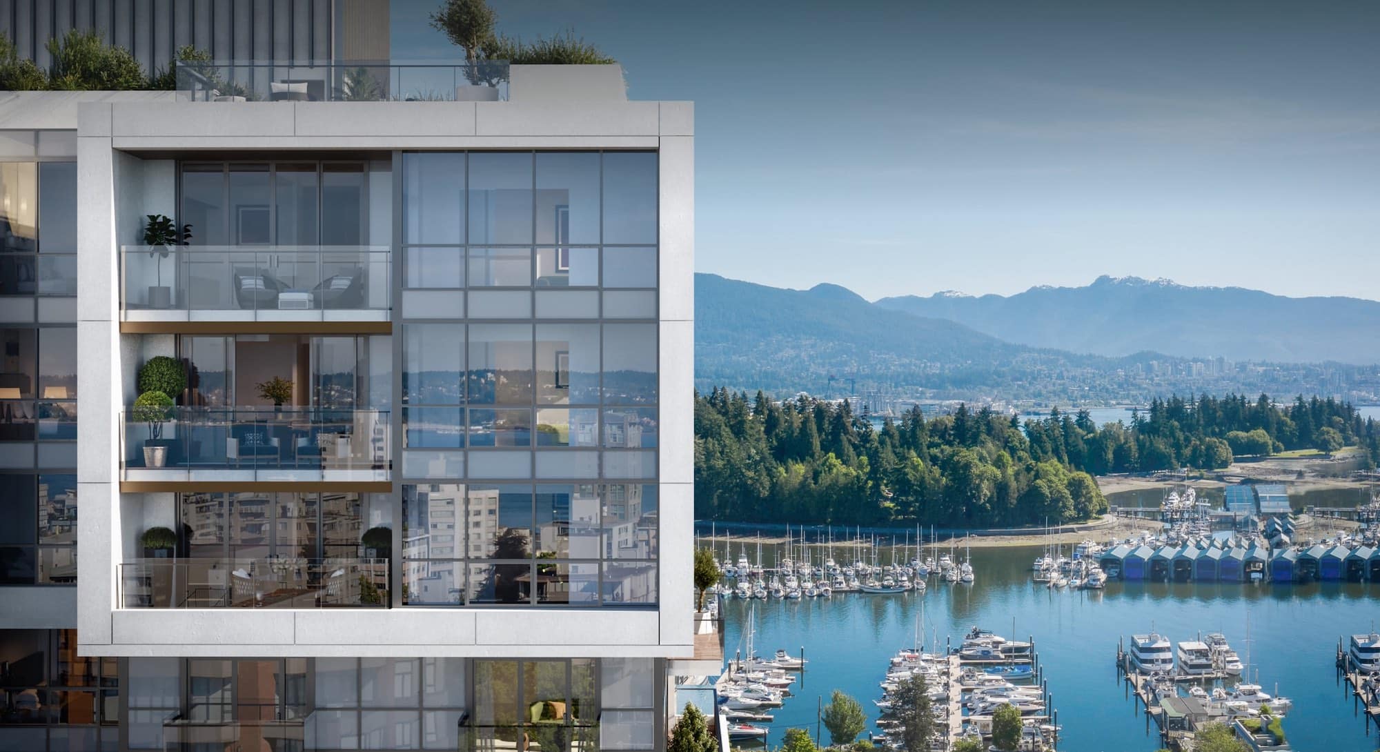 Exterior of 1818 Alberni overlooking Coal Harbour and Stanley Park