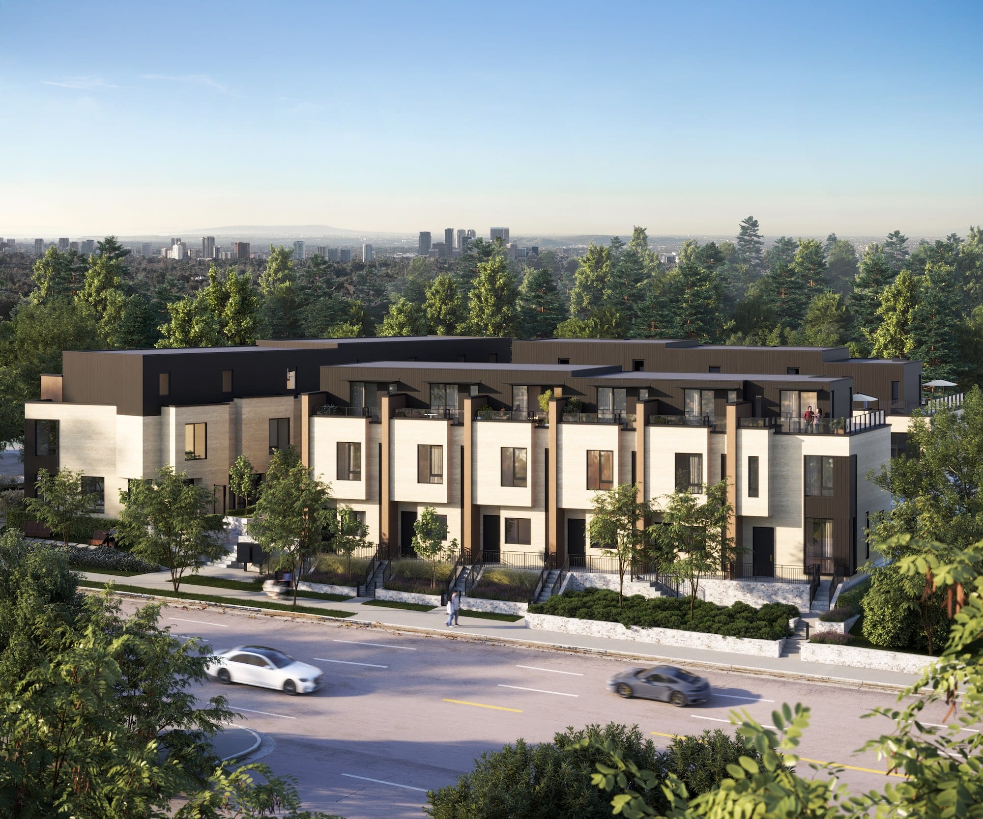 Street view of Park & Granville Vancouver townhomes by Landa Global Properties