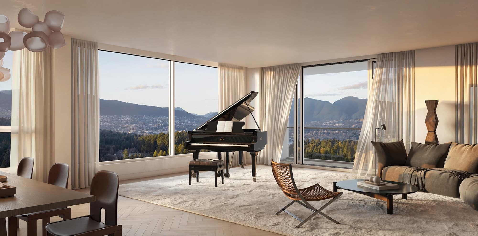 Living room with mountain views at 1818 Alberni Vancouver