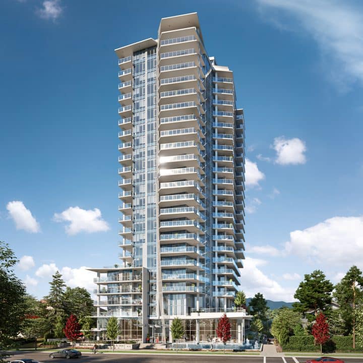 Full exterior tower rendering of Kadence Coquitlam