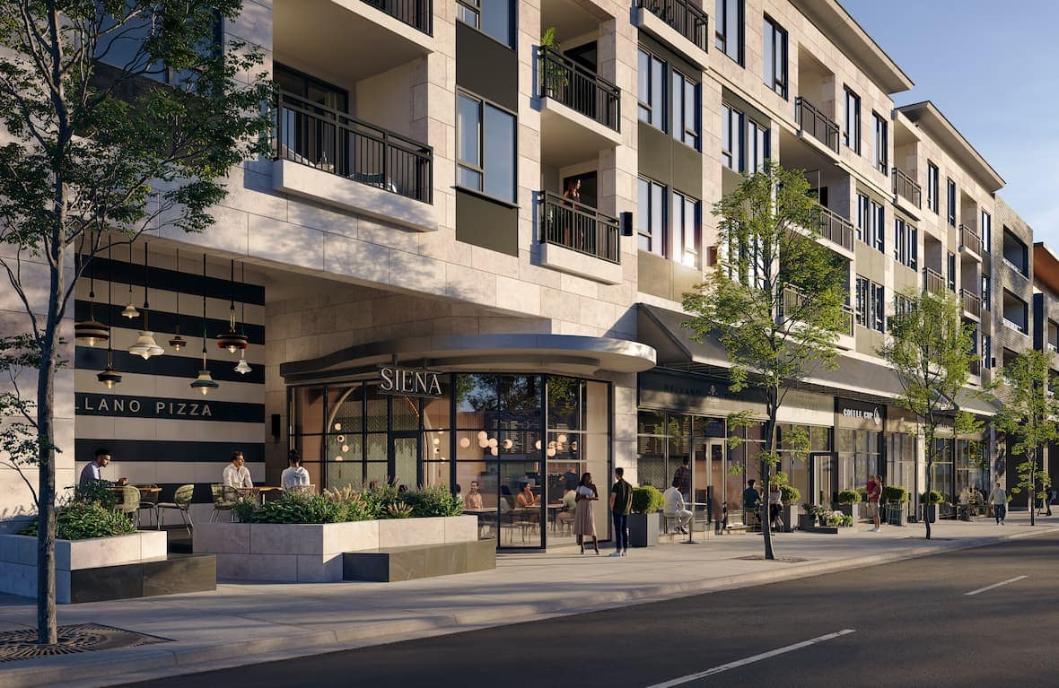 Street-level view of Siena Burnaby