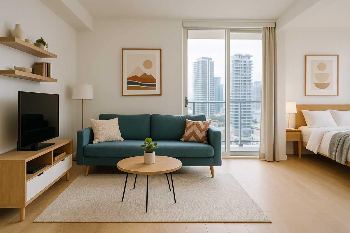Modern Vancouver condo interior often used for short-term rentals, highlighting the need to check strata Airbnb restrictions.