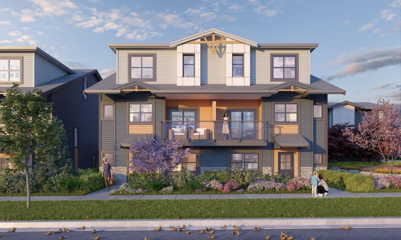 Townhome exterior at Elwynn Green Fleetwood in Surrey by Elegant Development.