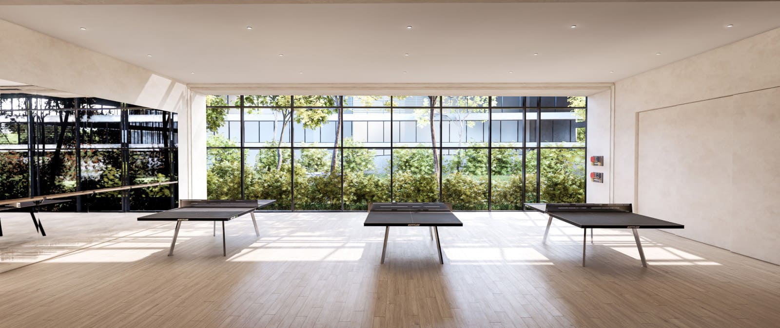 Table tennis and recreation room at Circle Brentwood in Burnaby