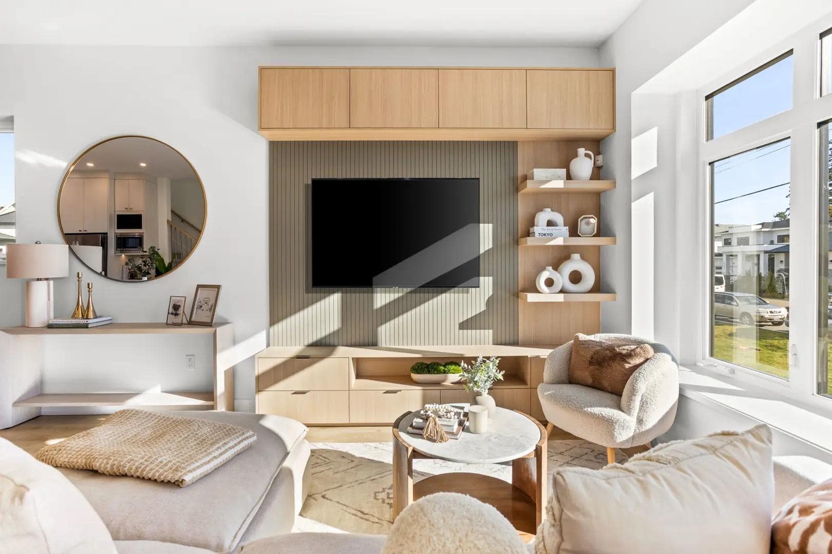 Sunlit living room inside an Edgewood presale home in South Surrey by Northwest Development at 16775 21 Avenue