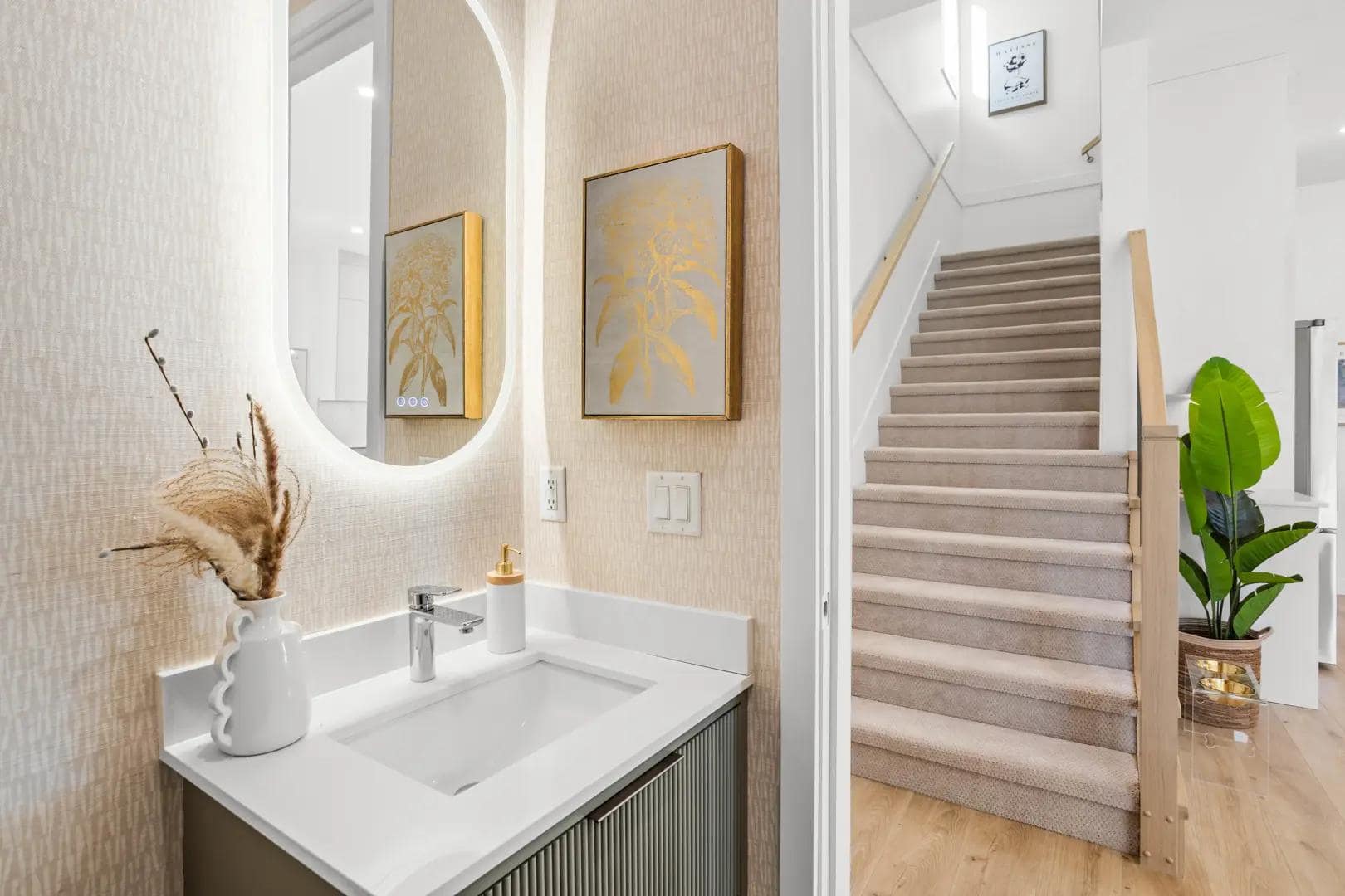 Powder room and entry hall inside an Edgewood presale home in South Surrey developed by Northwest Development at 16775 21 Avenue