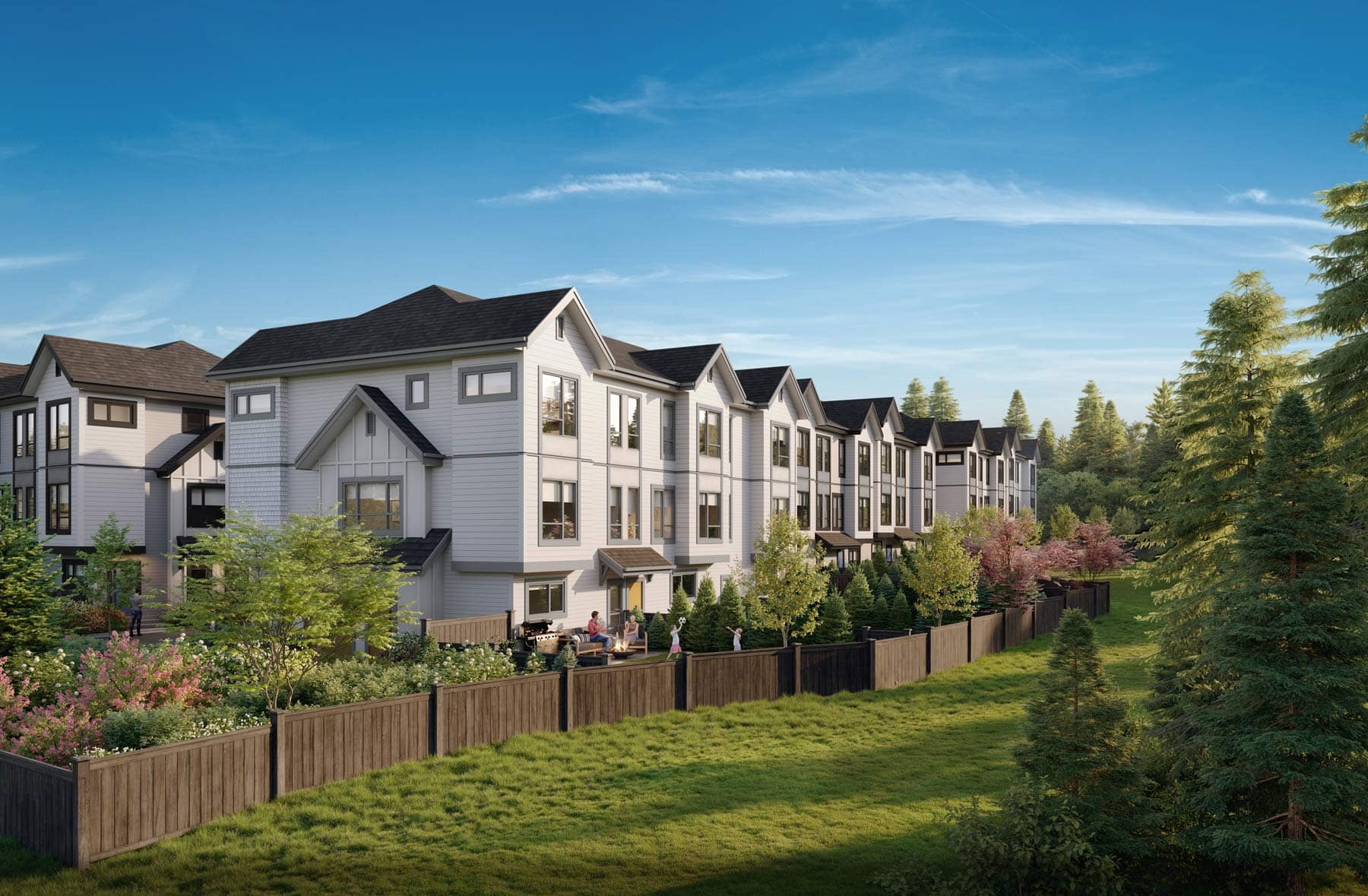 Nature Haus Fleetwood townhomes backing onto greenbelt with private yards and natural surroundings at 16487 89 Avenue Surrey by Isle of Mann Property Group