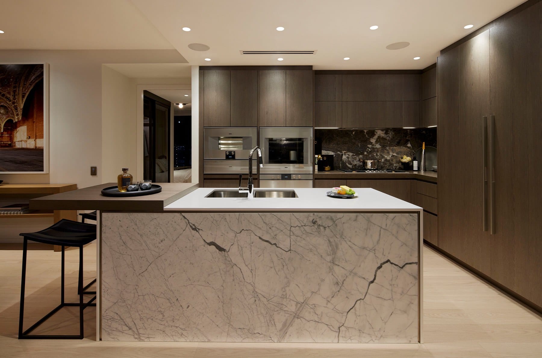 Tesoro Vancouver kitchen with marble island and Gaggenau appliances