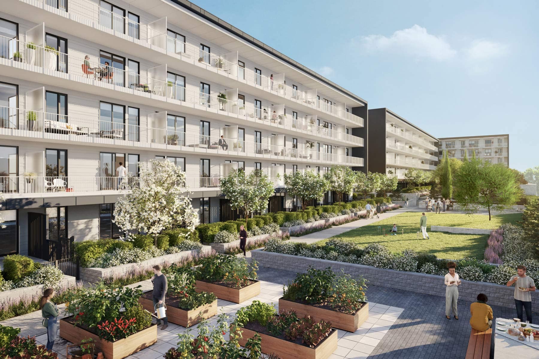 Street-level retail and residential entrance at Moody Yards Port Moody by Mosaic at 3015 Murray Street