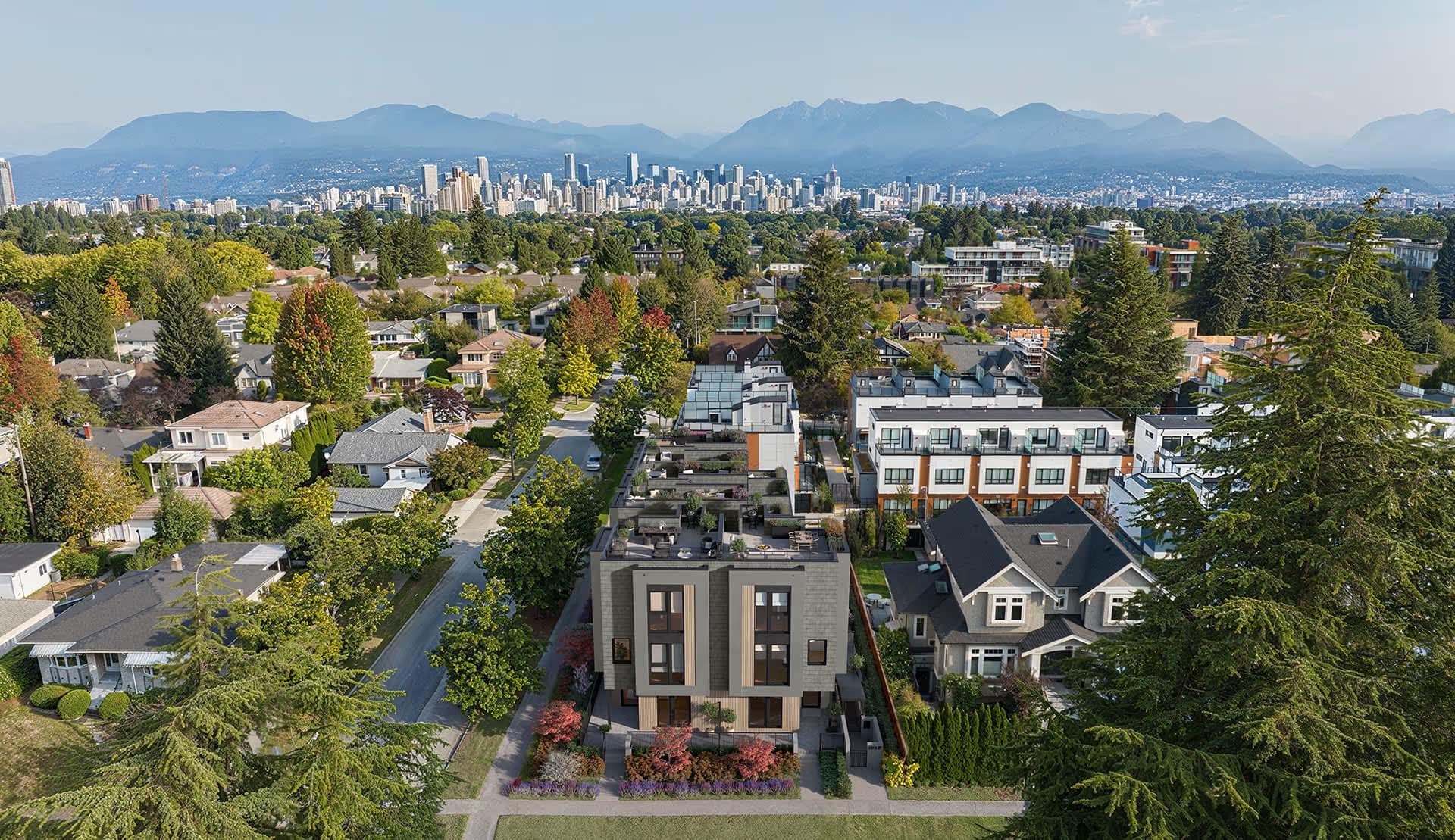 Aerial view of Nolia Vancouver development by Handmade Homes