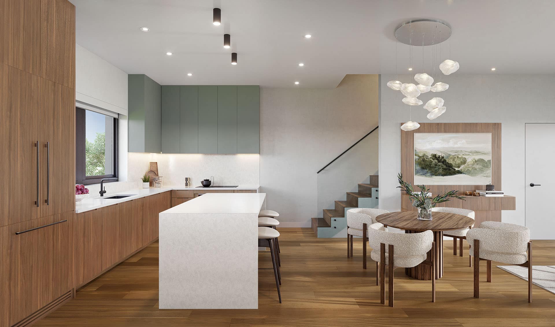 Nolia Vancouver kitchen with dark wood cabinetry and Japandi-inspired decor