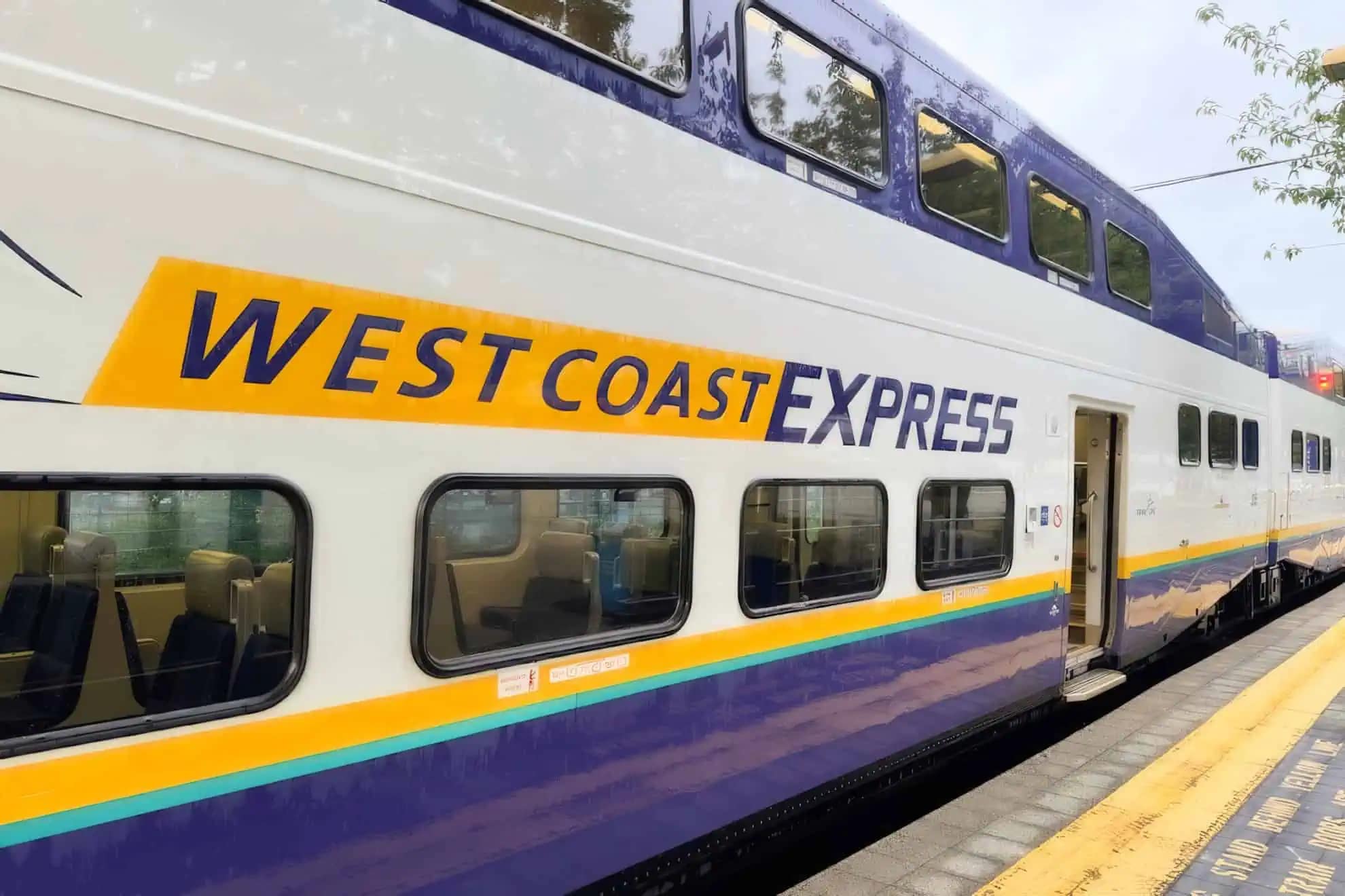 West Coast Express train in Port Coquitlam highlighting convenient commuter access near The PoCo Port Coquitlam development at 2431 Mary Hill Road in Central Port Coquitlam