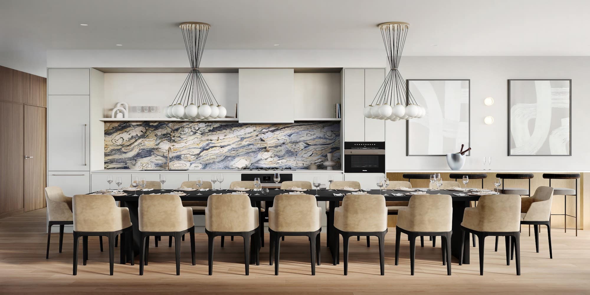 private dining lounge with modern interiors at Ashleigh Oakridge Vancouver