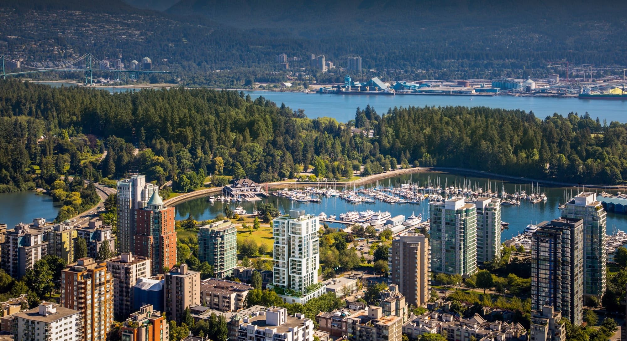 Aerial view of 1818 Alberni Vancouver near Stanley Park and Coal Harbour