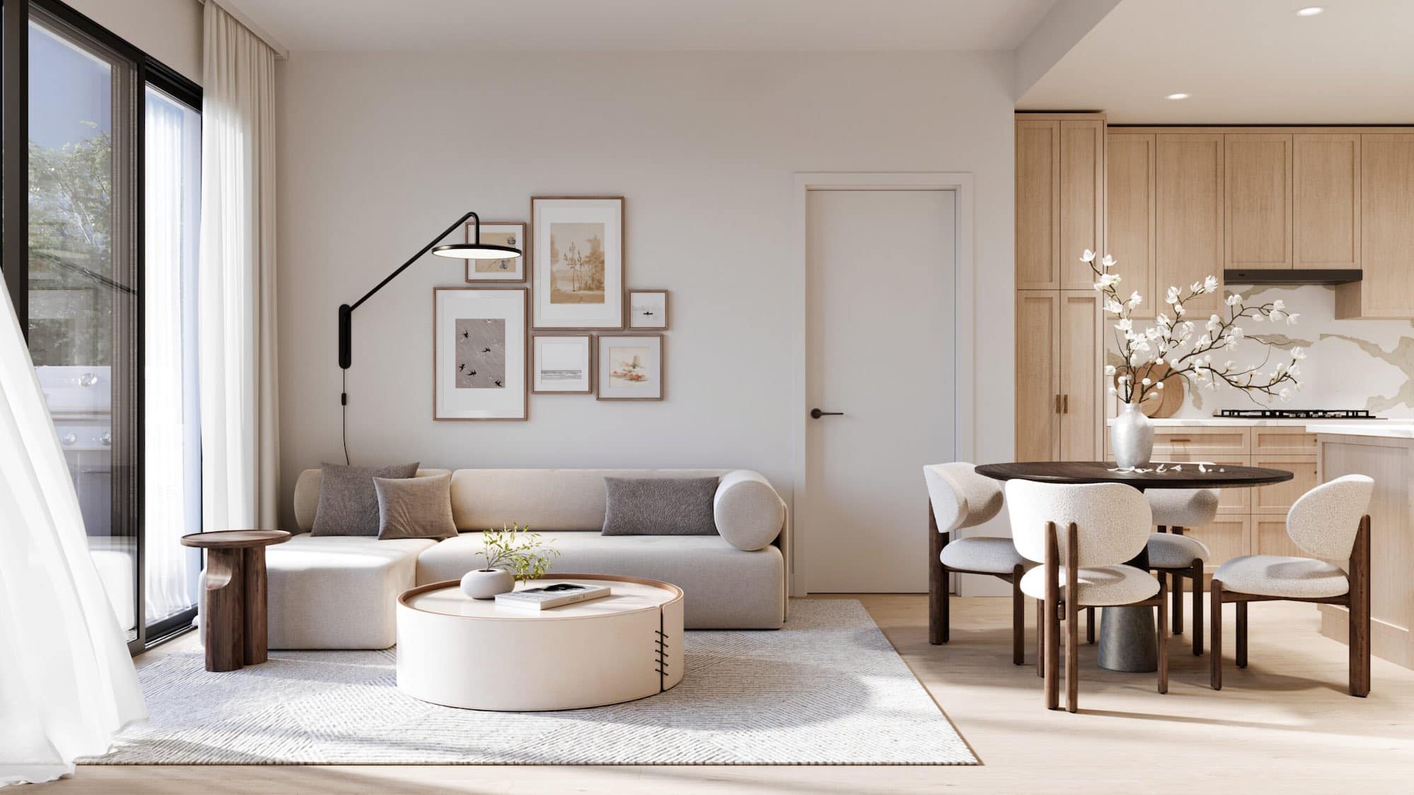 Contemporary living and dining area at Siena Burnaby