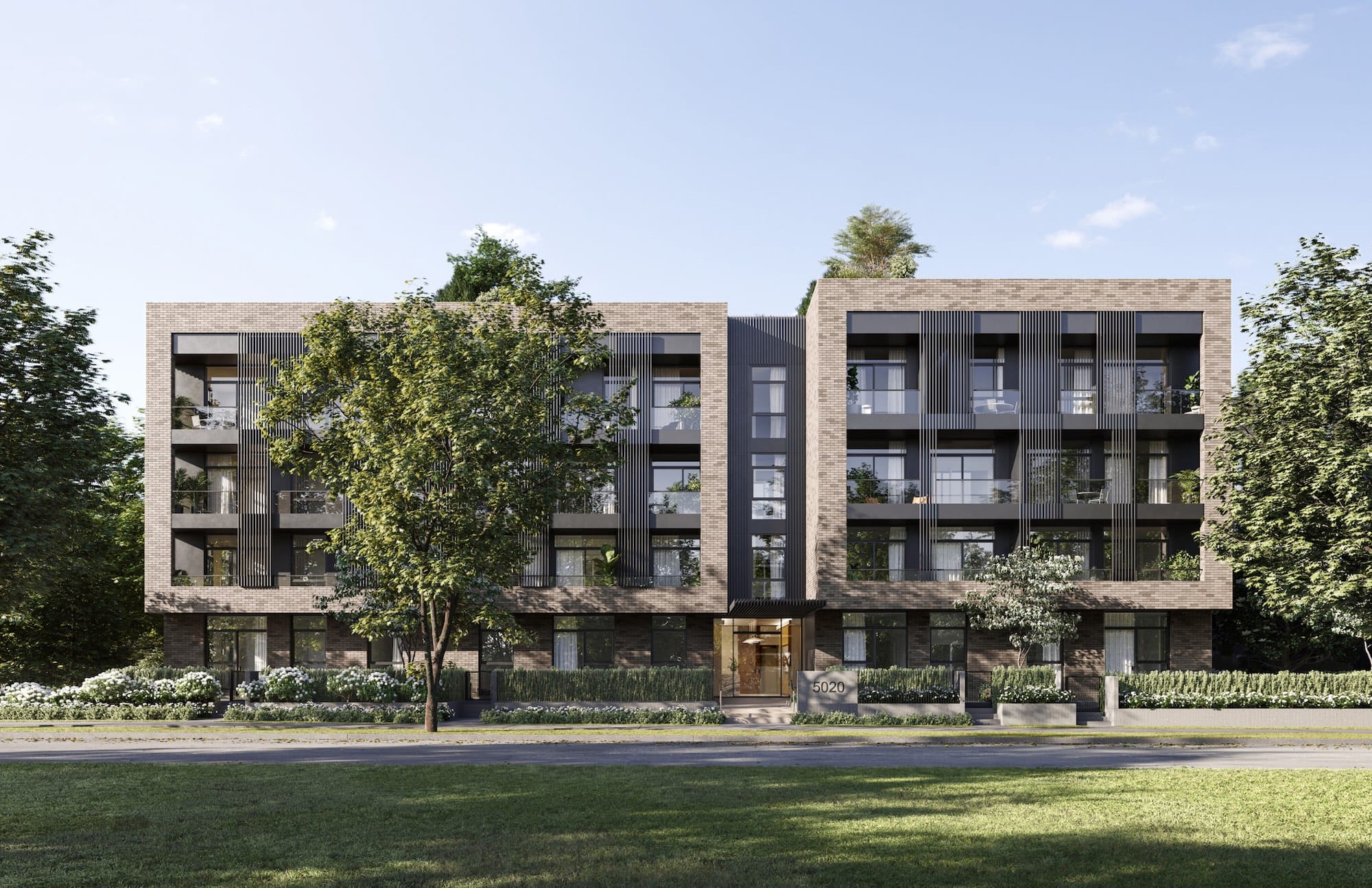 exterior view of Ashleigh Oakridge concrete boutique residences on Ash Street Vancouver