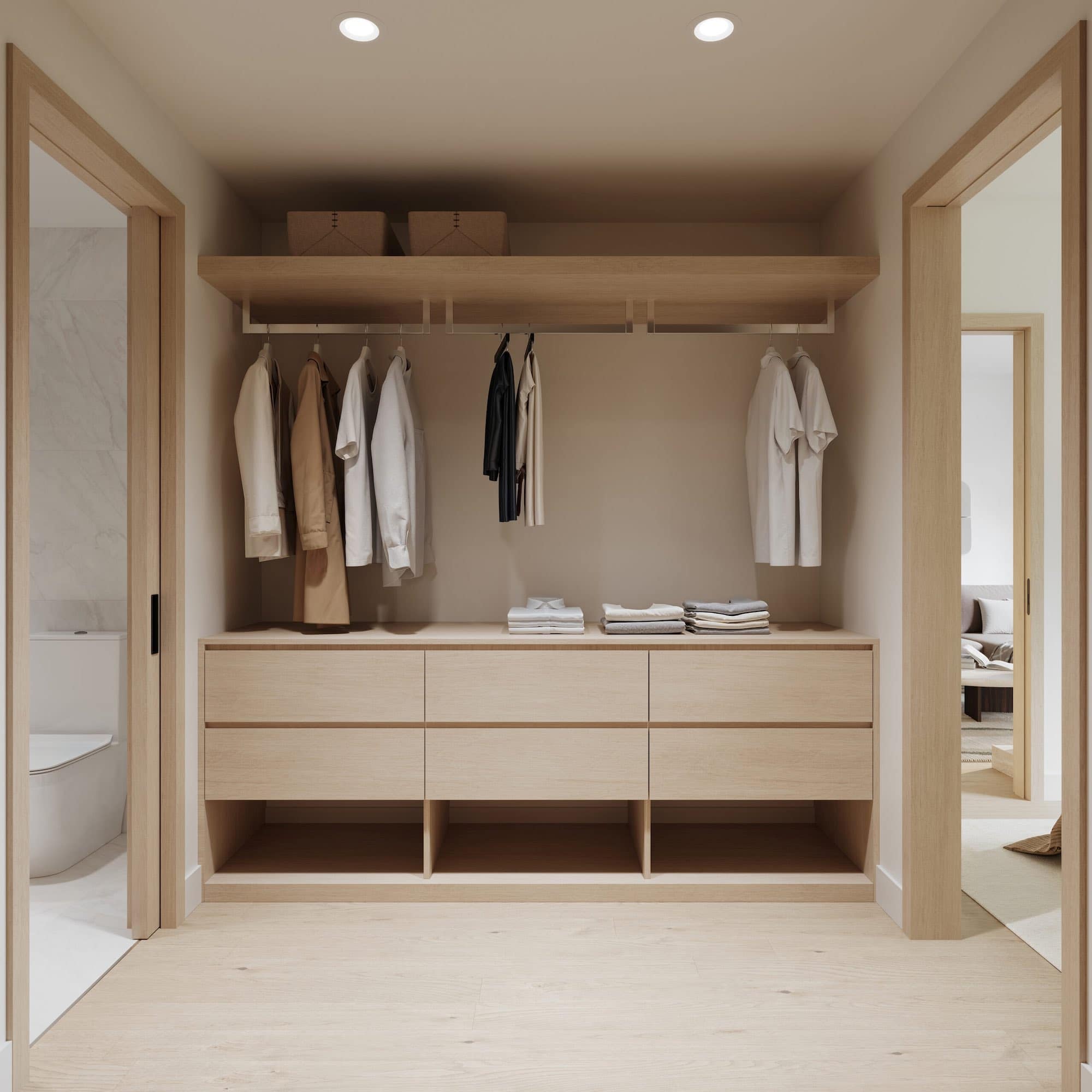 Walk-in closet interior at Siena Burnaby