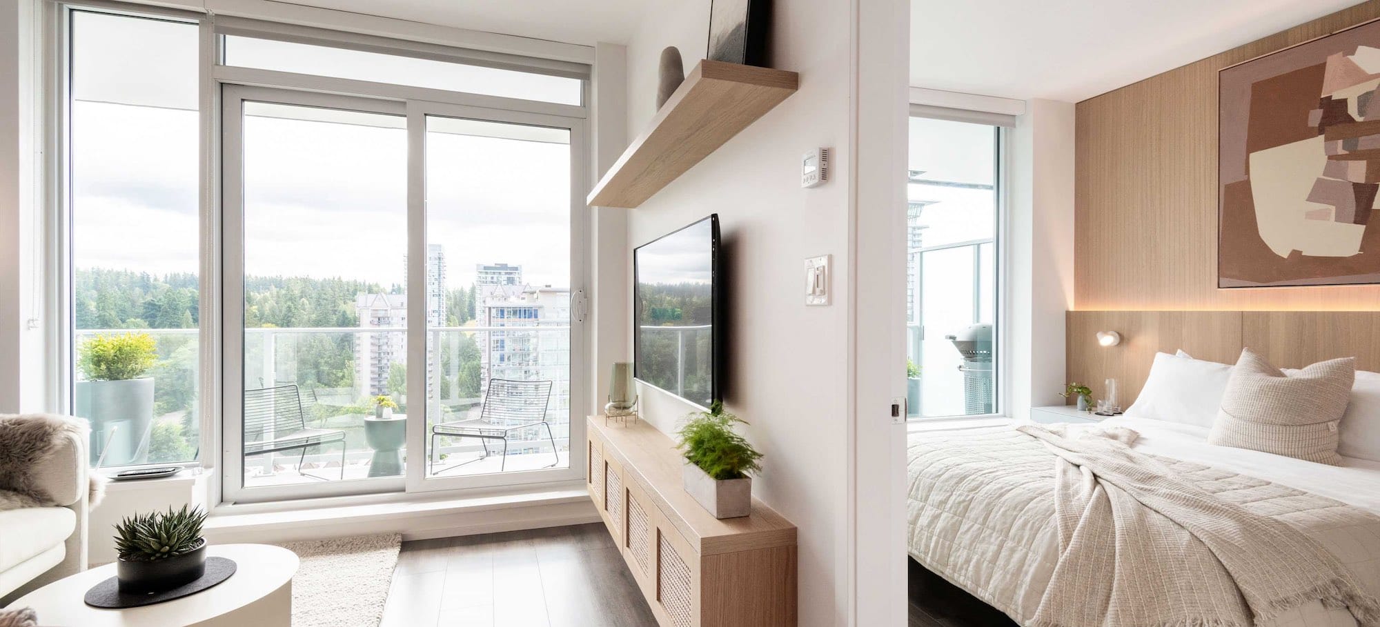 Bedroom suite with balcony at The City of Lougheed Burnaby