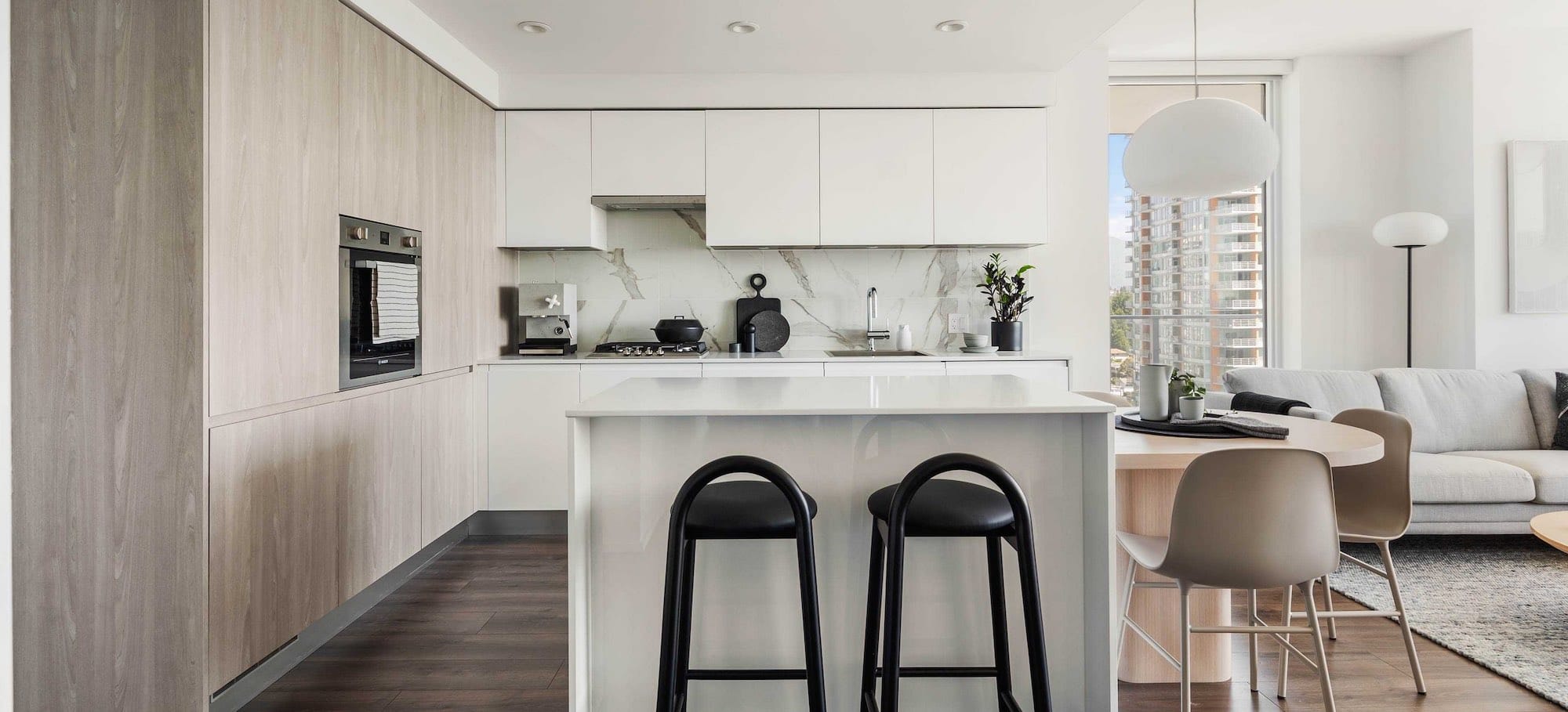 Kitchen and dining area at The City of Lougheed Burnaby