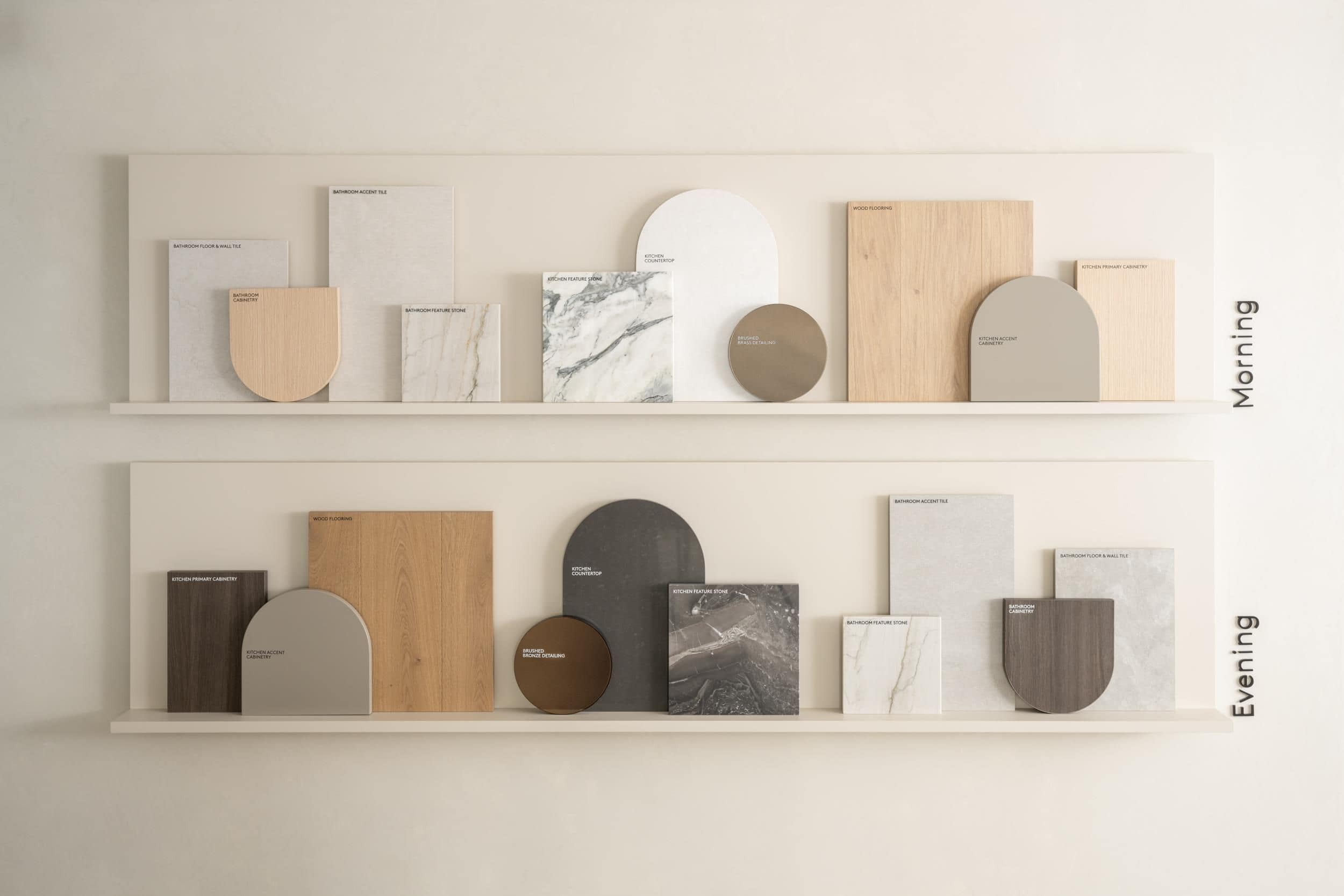 morning and evening interior design palettes at Ashleigh Oakridge Vancouver