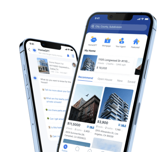 Closely mobile app showing home search results and AI chat assistant for BC real estate listings